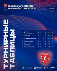 ЗАВЕРШИЛСЯ ТУРНИР «КУБОК ЦЕНТРА ГРАДИЛЕНКО МАКСОФТ 2026» СРЕДИ КОМАНД 2017 Г.Р. 